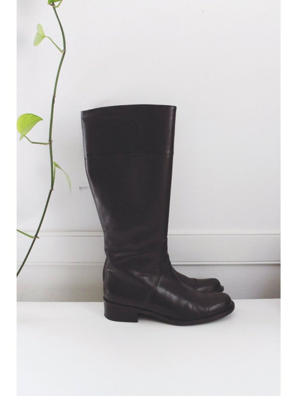 Talbots Leather Knee-High Riding Boots Black 10M Side Zipper Made In Brazil - Picture 3 of 9